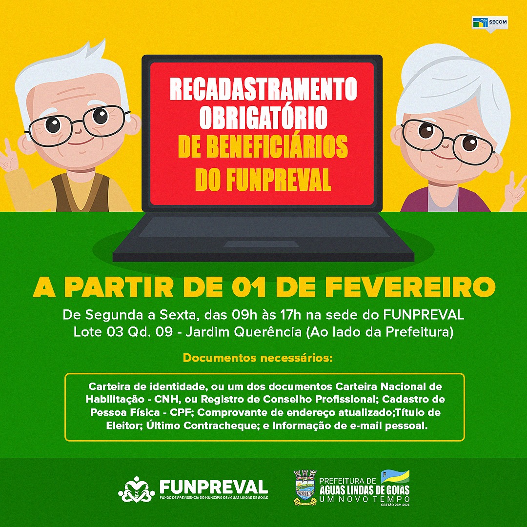 Recadastramento obrigatório da previdência municipal de Águas Lindas